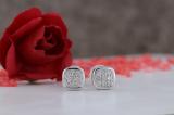 0.10 Carat (ctw) Round Diamond Ladies Cushion Frame Cluster Stud Earrings 1/10 CT Sterling Silver