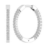 0.40 Carat (ctw) Round White Diamond Ladies In and Out Hoop Earrings 10K White Gold