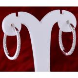 0.40 Carat (ctw) Round White Diamond Ladies In and Out Hoop Earrings 10K White Gold