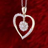 1.00 Carat (ctw) Round White Diamond Ladies Heart Pendant 1 CT 10K Yellow Gold