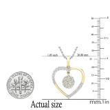 1.00 Carat (ctw) Round White Diamond Ladies Heart Pendant 1 CT 10K Yellow Gold
