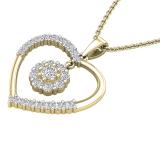 1.00 Carat (ctw) Round White Diamond Ladies Heart Pendant 1 CT 10K Yellow Gold