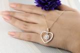 1.00 Carat (ctw) Round White Diamond Ladies Heart Pendant 1 CT 10K Yellow Gold