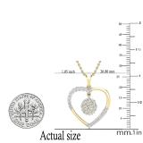 1.00 Carat (ctw) Round White Diamond Ladies Heart Pendant 1 CT 10K Yellow Gold