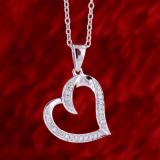 0.12 Carat (ctw) Round White Diamond Ladies Heart Pendant (Gold Chain Included) 10K White Gold