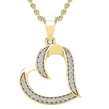 0.12 Carat (ctw) Round White Diamond Ladies Heart Pendant (Gold Chain Included) 10K Yellow Gold