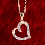 0.12 Carat (ctw) Round White Diamond Ladies Heart Pendant (Gold Chain Included) 10K Yellow Gold