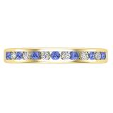 Round Tanzanite & White Diamond Ladies Anniversary Stackable Wedding Band 14K Yellow Gold
