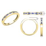 Round Tanzanite & White Diamond Ladies Anniversary Stackable Wedding Band 14K Yellow Gold