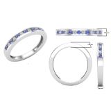 Round Tanzanite & White Diamond Ladies Anniversary Stackable Wedding Band Sterling Silver