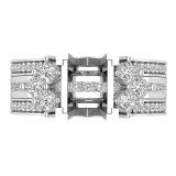 1.05 Carat (ctw) Princess & Round White Diamond Ladies Semi Mount Ring Set 1 CT, 18K White Gold