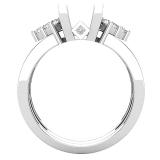 1.05 Carat (ctw) Princess & Round White Diamond Ladies Semi Mount Ring Set 1 CT, 18K White Gold