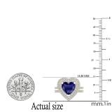 8 MM Heart Blue Sapphire & Round Diamond Ladies Double Halo Engagement Ring Set 10K Yellow Gold