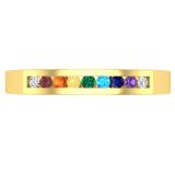 Round Nine Multi Color Stone Ladies Stackable Anniversary Wedding Band, 10K Yellow Gold
