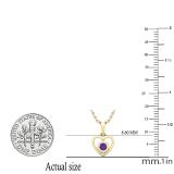 Round Amethyst Ladies Solitaire Heart Pendant (Gold Chain Included) 14K Yellow Gold