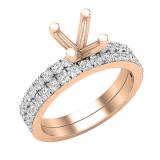 0.70 Carat (ctw) Round White Diamond Ladies Semi Mount Engagement Ring Set 3/4 CT 10K Rose Gold