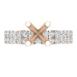 0.70 Carat (ctw) Round White Diamond Ladies Semi Mount Engagement Ring Set 3/4 CT 10K Rose Gold