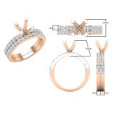 0.70 Carat (ctw) Round White Diamond Ladies Semi Mount Engagement Ring Set 3/4 CT 10K Rose Gold