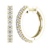 0.15 Carat (ctw) Round White Diamond Ladies Huggies Hoop Earrings 14K Yellow Gold