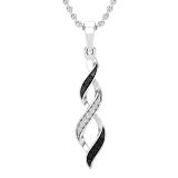 0.08 Carat (ctw) Round Black & White Diamond Ladies Swirl Infinity Pendant Sterling Silver