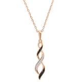 0.08 Carat (ctw) Round Black & White Diamond Ladies Swirl Infinity Pendant 10K Rose Gold
