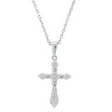 0.20 Carat (ctw) Round White Diamond Ladies Cross Religious Pendant 1/5 CT, Sterling Silver