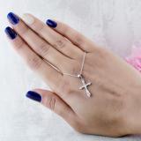 0.20 Carat (ctw) Round White Diamond Ladies Cross Religious Pendant 1/5 CT, Sterling Silver