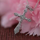 0.20 Carat (ctw) Round White Diamond Ladies Cross Religious Pendant 1/5 CT, Sterling Silver