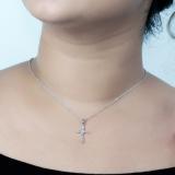 0.20 Carat (ctw) Round White Diamond Ladies Cross Religious Pendant 1/5 CT, Sterling Silver