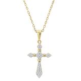 0.20 Carat (ctw) Round White Diamond Ladies Cross Religious Pendant 1/5 CT, 10K Yellow Gold