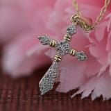0.20 Carat (ctw) Round White Diamond Ladies Cross Religious Pendant 1/5 CT, 10K Yellow Gold