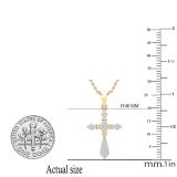 0.20 Carat (ctw) Round White Diamond Ladies Cross Religious Pendant 1/5 CT, 10K Yellow Gold