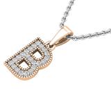 0.10 Carat (ctw) Round White Diamond Fancy Letter 'B' Initial Pendant 1/10 CT 10K Rose Gold