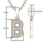 0.10 Carat (ctw) Round White Diamond Fancy Letter 'B' Initial Pendant 1/10 CT 10K Rose Gold
