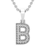 0.10 Carat (ctw) Round White Diamond Fancy Letter 'B' Initial Pendant 1/10 CT 925 Sterling Silver