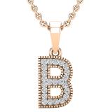 0.10 Carat (ctw) Round White Diamond Fancy Letter 'B' Initial Pendant 1/10 CT 10K Rose Gold