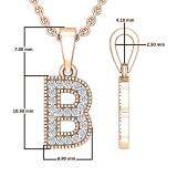 0.10 Carat (ctw) Round White Diamond Fancy Letter 'B' Initial Pendant 1/10 CT 10K Rose Gold