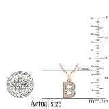0.10 Carat (ctw) Round White Diamond Fancy Letter 'B' Initial Pendant 1/10 CT 10K Rose Gold