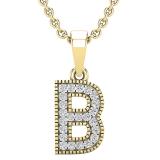 0.10 Carat (ctw) Round White Diamond Fancy Letter 'B' Initial Pendant 1/10 CT 14K Yellow Gold