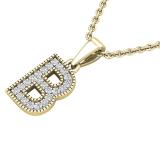 0.10 Carat (ctw) Round White Diamond Fancy Letter 'B' Initial Pendant 1/10 CT 14K Yellow Gold