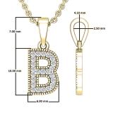 0.10 Carat (ctw) Round White Diamond Fancy Letter 'B' Initial Pendant 1/10 CT 14K Yellow Gold