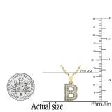 0.10 Carat (ctw) Round White Diamond Fancy Letter 'B' Initial Pendant 1/10 CT 14K Yellow Gold