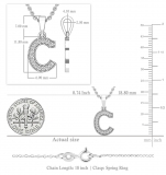 0.10 Carat (ctw) Round White Diamond Fancy Letter 'C' Initial Pendant 1/10 CT 925 Sterling Silver