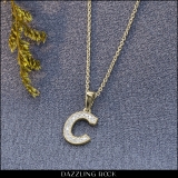 0.10 Carat (ctw) Round White Diamond Fancy Letter 'C' Initial Pendant 1/10 CT 10K Yellow Gold