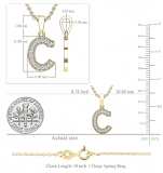 0.10 Carat (ctw) Round White Diamond Fancy Letter 'C' Initial Pendant 1/10 CT 10K Yellow Gold