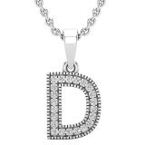 0.10 Carat (ctw) Round White Diamond Fancy Letter 'D' Initial Pendant 1/10 CT 14K White Gold