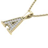 0.10 Carat (ctw) Round White Diamond Fancy Letter 'A' Initial Pendant 1/10 CT 10K Yellow Gold