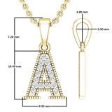 0.10 Carat (ctw) Round White Diamond Fancy Letter 'A' Initial Pendant 1/10 CT 10K Yellow Gold