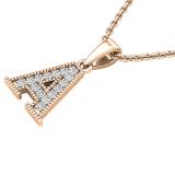 0.10 Carat (ctw) Round White Diamond Fancy Letter 'A' Initial Pendant 1/10 CT 18K Rose Gold