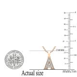 0.10 Carat (ctw) Round White Diamond Fancy Letter 'A' Initial Pendant 1/10 CT 18K Rose Gold